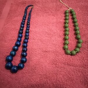 Blue and Green Beaded Necklaces